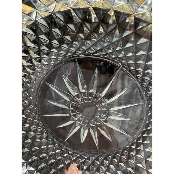 ARCOROC France 9" SALAD Serving Bowl DIAMANT Cut Clear Glass Sunburst -S1 - Picture 7 of 10